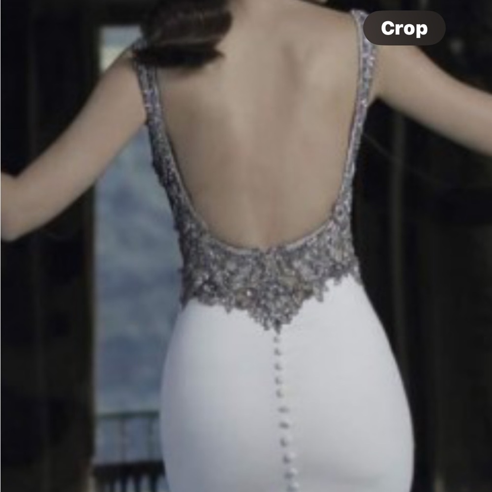 Elegant White Dress with Beaded Neckline